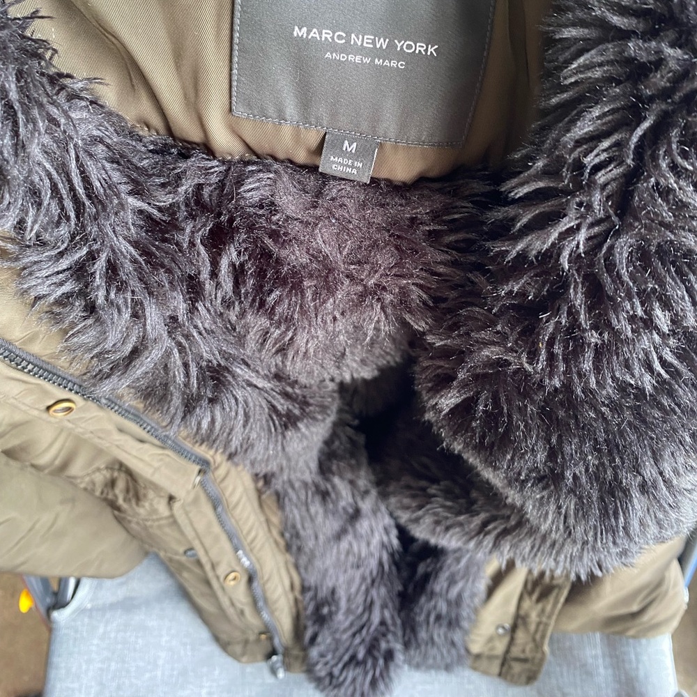 Marc New York Olive Jacket with Plush Fur Lining